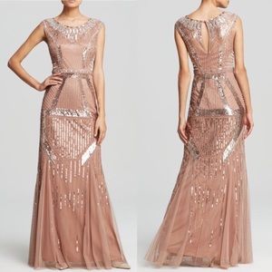 Aidan Mattox Beaded Rose Gold Gown-only worn once!